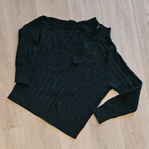 Eddie Bauer Fishermancore Cable Knit 1/4 Zip Angora Cashmere Sweater Jacket, Lrg